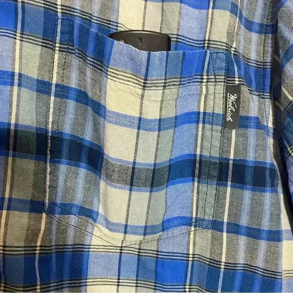 Woolrich men blue button up  short sleeve shirt size XL casual plaid checkered - Picture 4 of 9